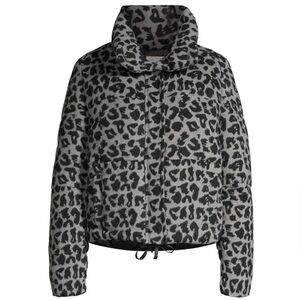 Apparis Gray Leopard Print Women's Puffer Jacket Size Medium EUC